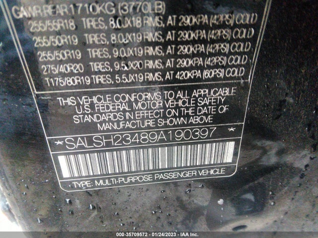Land Rover Range Rover Sport Sc 2009 SALSH23489A190397 Image 10
