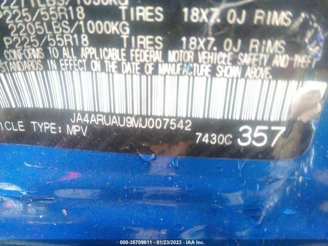 JA4ARUAU9MU007542 Mitsubishi Outlander Sport Es/se/le/be