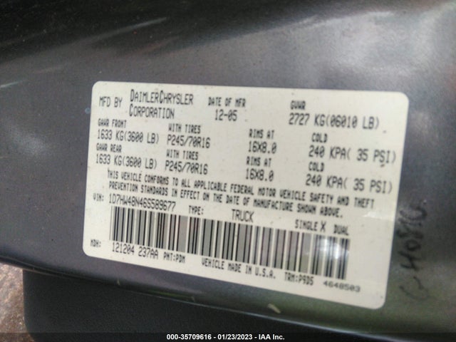 Dodge DAKOTA SLT 2006 1D7HW48N46S589677 Image 10