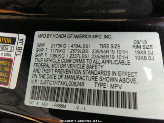 5J8TC1H7XKL008248 Acura Rdx W/advance Pkg