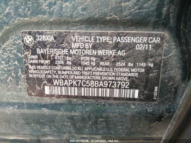 WBAPK7C58BA973792 BMW 3 Series 328i Xdrive