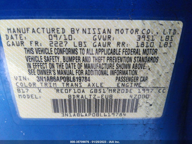 2011 NISSAN SENTRA 2.0 SR VIN: 3N1AB6AP0BL619784
