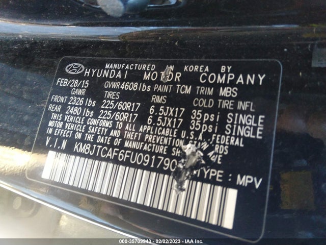 2015 Hyundai Tucson, VIN: KM8JTCAF6FU091790