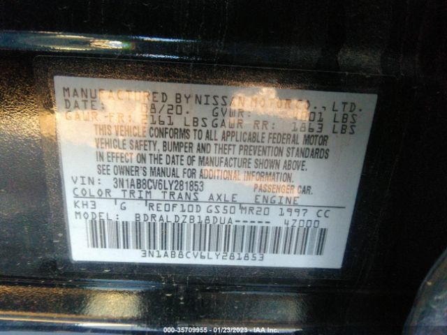 3N1AB8CV6LY281853 Nissan SENTRA SV