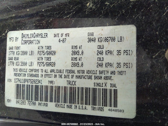Dodge Ram 1500 Slt 2007 1D7HU18P07S202341 Image 10