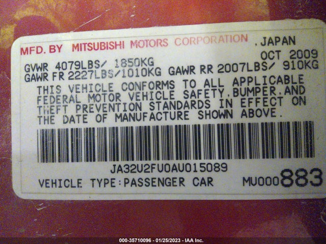 JA32U2FU0AU015089 Mitsubishi LANCER ES