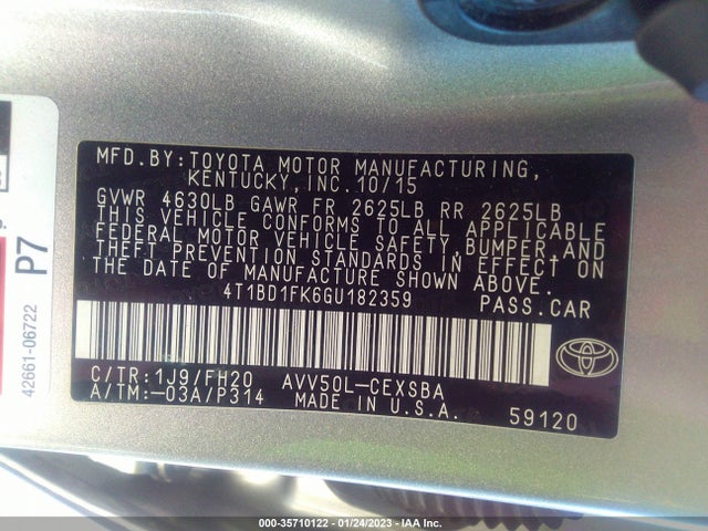 2016 Toyota Camry, VIN: 4T1BD1FK6GU182359