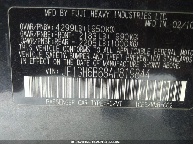 JF1GH6B68AH819844 Subaru Impreza Wagon I Premium Special Edition