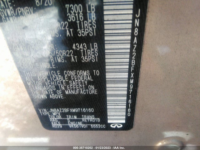 2021 Infiniti QX80, VIN: JN8AZ2BFXM9716160