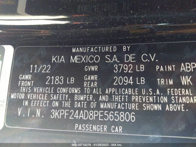 3KPF24AD8PE565806 KIA FORTE LX