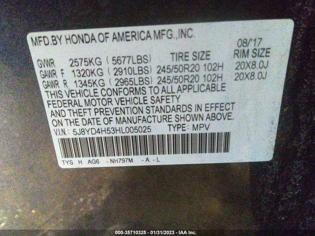 Acura Mdx W/technology Pkg 2017 5J8YD4H53HL005025 Image 9