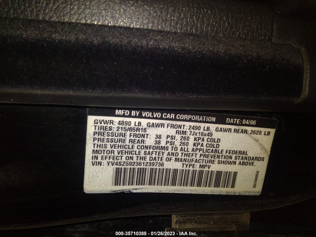 2006 VOLVO XC70 VIN: YV4SZ592361239736