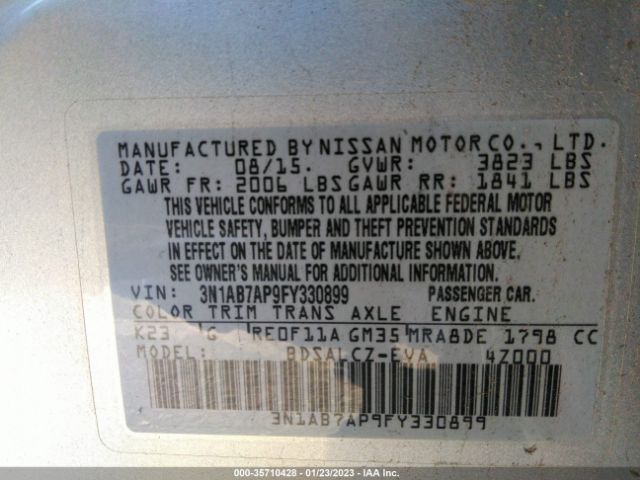 3N1AB7AP9FY330899 Nissan SENTRA S