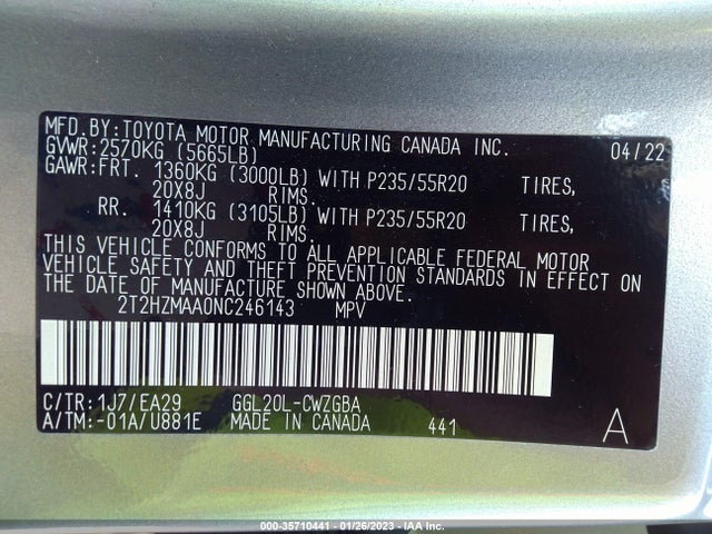 2T2HZMAA0NC246143 Lexus Rx Rx 350