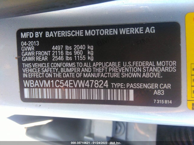 2014 BMW X1 SDRIVE28I VIN: WBAVM1C54EVW47824
