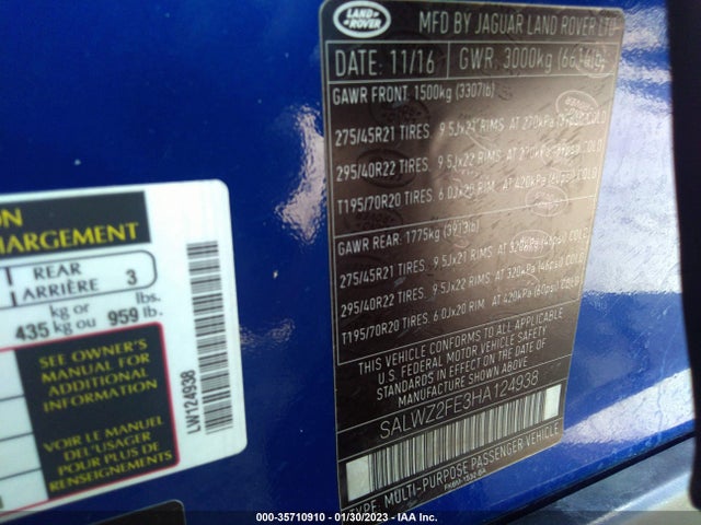 Land Rover RANGE ROVER SPORT 2017 SALWZ2FE3HA124938 Image 11