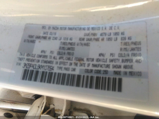 2019 Mazda 3, VIN: 3MZBPADL6KM107694