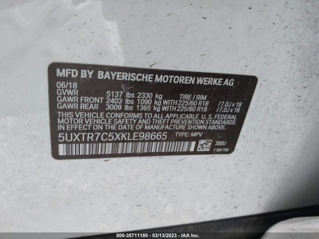5UXTR7C5XKLE98665 BMW X3 Sdrive30i