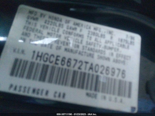 1996 HONDA ACCORD EX/EX-R VIN: 1HGCE6672TA026976