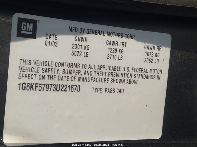 1G6KF57973U221670 Cadillac DEVILLE DTS