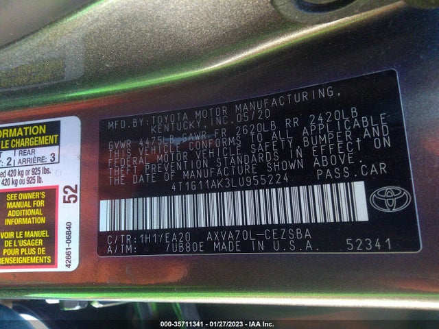 Toyota CAMRY SE 2020 4T1G11AK3LU955224 Image 10