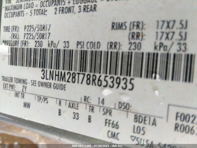 Lincoln MKZ 2008 3LNHM28T78R653935 Image 10