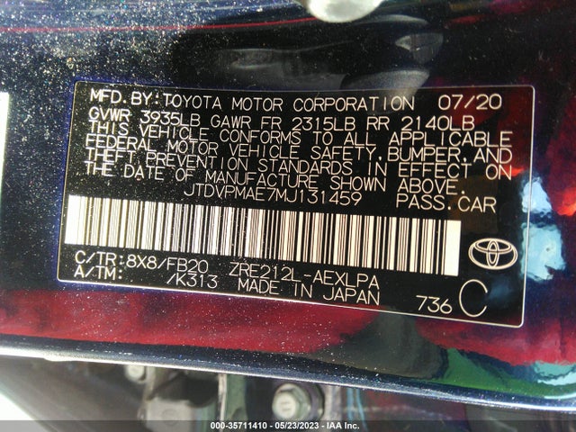 Toyota COROLLA LE 2021 JTDVPMAE7MJ131459 Image 9