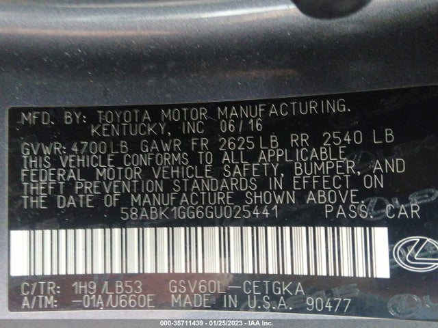 Lexus ES 350 2016 58ABK1GG6GU025441 Image 11