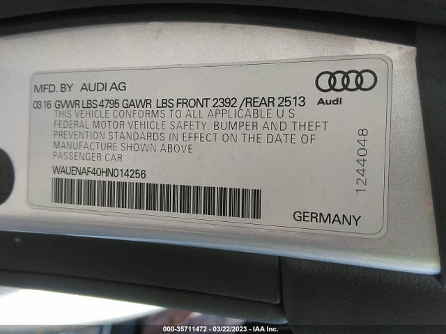 WAUENAF40HN014256 Audi A4 Premium Plus