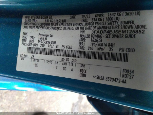 3FADP4EJ5EM125852 Ford FIESTA SE
