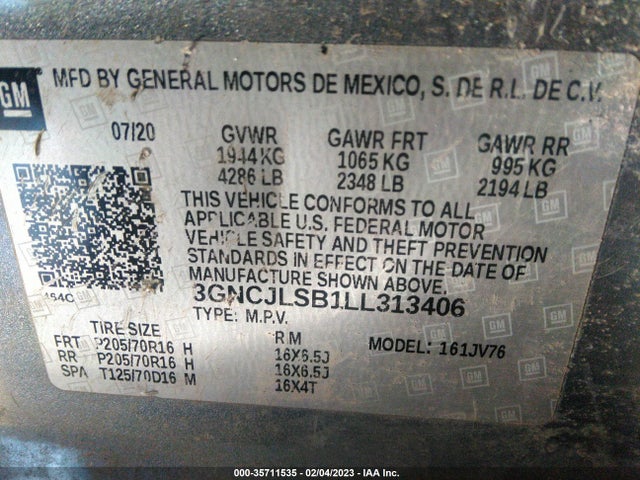 2020 Chevrolet Trax, VIN: 3GNCJLSB1LL313406