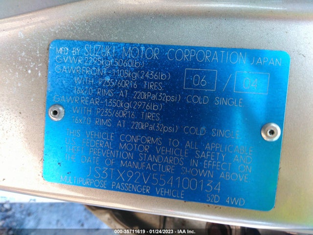 JS3TX92V554100134 Suzuki Xl-7 Lx/ex