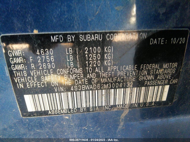 2021 Subaru Legacy, VIN: 4S3BWAD62M3004132
