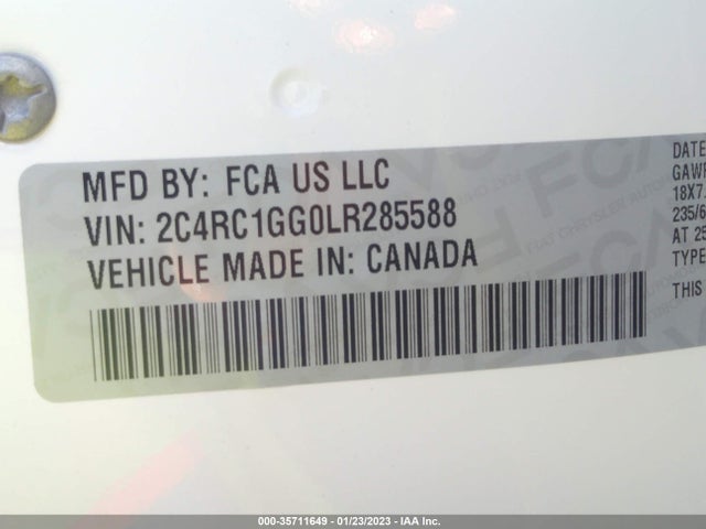 Chrysler Pacifica Limited 2020 аукцион фото
