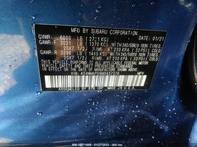 2021 Subaru Ascent, VIN: 4S4WMAPD6M3437370