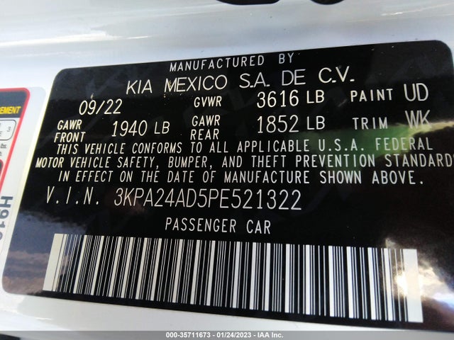 2023 Kia Rio, VIN: 3KPA24AD5PE521322