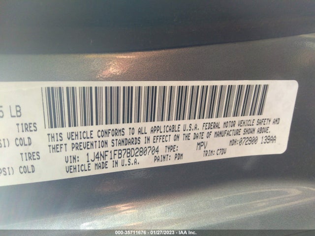 Jeep Compass Latitude 2011 1J4NF1FB7BD280704 Image 9