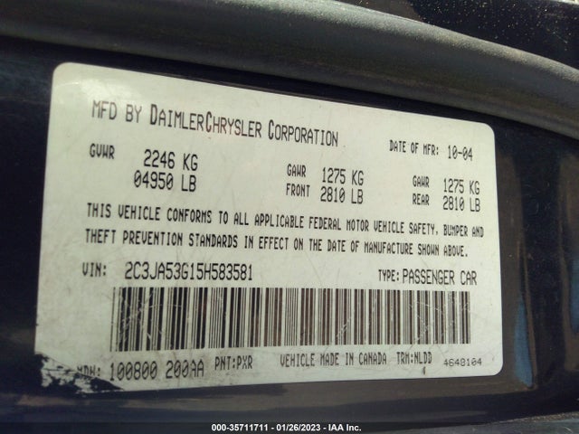 2005 CHRYSLER 300 300 TOURING VIN: 2C3JA53G15H583581