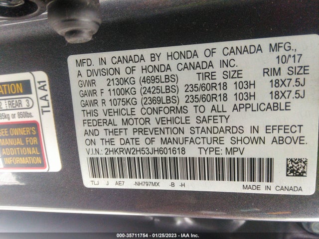 Honda CR-V EX 2018 2HKRW2H53JH601618 Image 9