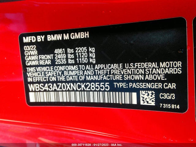 BMW M4 Competition Xdrive 2022 WBS43AZ0XNCK28555 Image 9