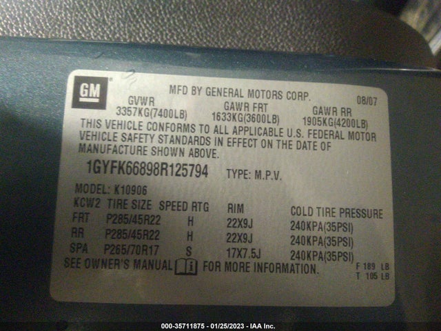 1GYFK66898R125794 Cadillac ESCALADE ESV