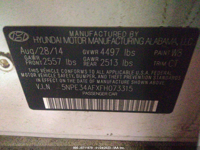 Hyundai Sonata 2.4l Limited 2015 5NPE34AFXFH073315 Image 10
