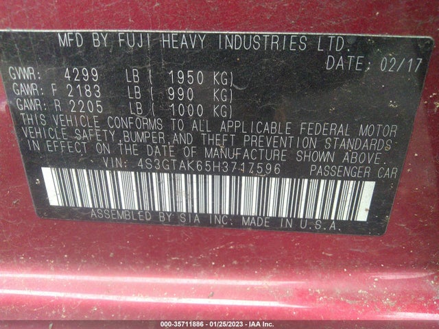 2017 Subaru Impreza, VIN: 4S3GTAK65H3717596