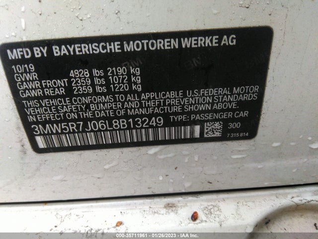 BMW 3 Series 330i Xdrive 2020 аукцион фото