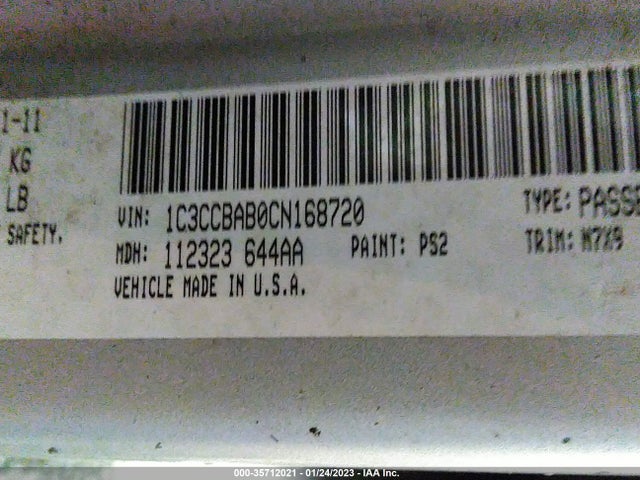 2012 CHRYSLER 200 LX VIN: 1C3CCBAB0CN168720
