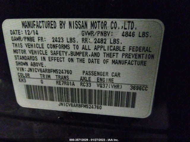 2015 Infiniti Q40, VIN: JN1CV6AR8FM524760