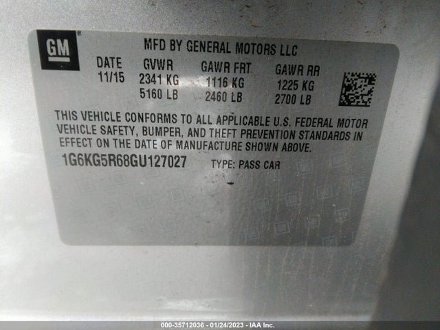 2016 Cadillac CT6, VIN: 1G6KG5R68GU127027