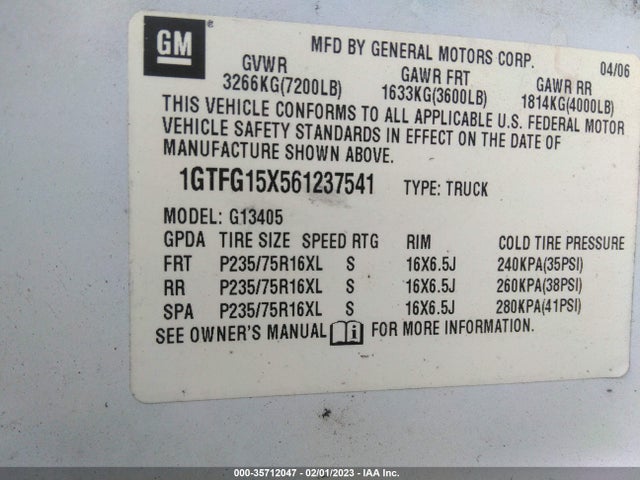GMC SAVANA CARGO VAN 2006 1GTFG15X561237541 Image 10