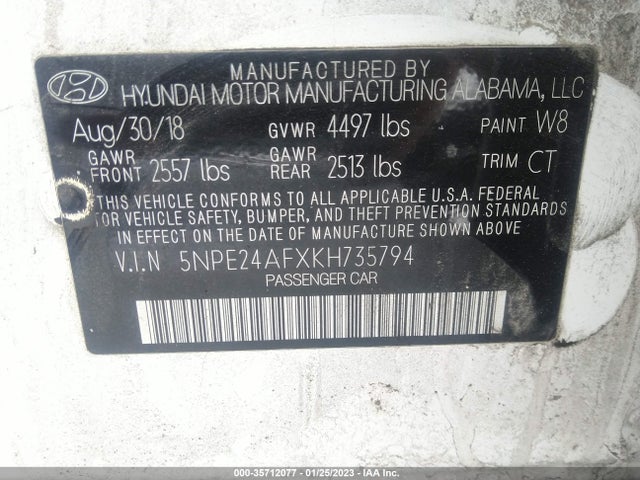 2019 Hyundai Sonata, VIN: 5NPE24AFXKH735794