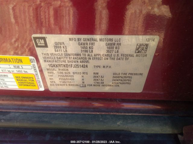 1GKKRTKD1FJ251424 GMC Acadia Denali